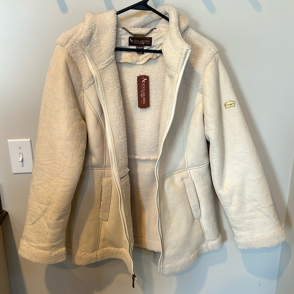 Koolaburra by UGG Fax Suede Hooded Coat with Sherpa Trims. New with tags.